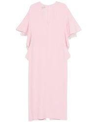 Alberta Ferretti - Ruffled V-Neck Dress - Lyst
