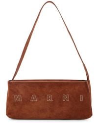 Marni - Museo Logo-Embroidered Suede Shoulder Bag - Lyst