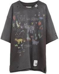 Maison Mihara Yasuhiro - Graphic-Print Distressed T-Shirt - Lyst