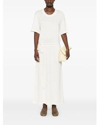 Lemaire Draped Mesh Jersey Maxi Dress in Natural | Lyst