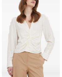 Sisley - Ruched Long-Sleeve Blouse - Lyst