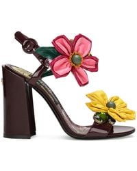 Dolce & Gabbana - Floral-appliqué Ankle-strap Sandals - Lyst