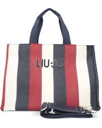 Liu Jo - Striped Logo-Patch Tote Bag - Lyst