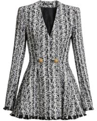 Balmain - Two-Tone Flared Tweed Dress - Lyst