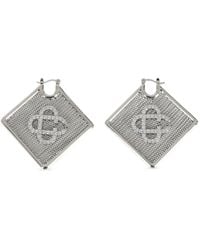 CASABLANCA - Mesh-Texture Crystal-Logo Earrings - Lyst