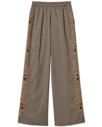 Twinset - Houndstooth Palazzo Trousers With Embroidery - Lyst