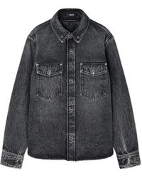 Versace - Giacca-Camicia Denim Con Stampa - Lyst