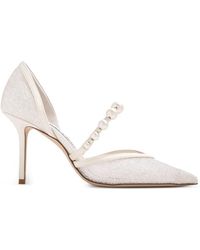 Jimmy Choo - Pearl-Embellished Lace Pumps - Lyst