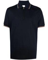 Paul Smith - Rainbow Stripe-detail Cotton Polo Shirt - Lyst
