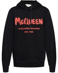 Alexander McQueen - Hoodie en coton à logo Graffiti imprimé - Lyst