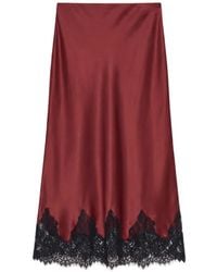 Reformation - Carolina Lace-Trim Silk Midi Skirt - Lyst