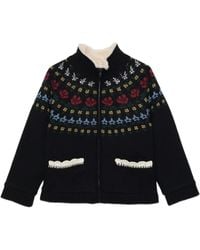 Sea - Fair Isle-Knit Shearling-Collar Jacket - Lyst