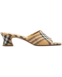 Burberry - Sloane Rhinestone-Check Heeled Sandals - Lyst