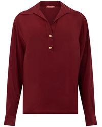 Max Mara - Silk Long-Sleeve Polo Shirt - Lyst