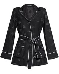 Dolce & Gabbana - Zijden Jacquard Pyjamablouse Met Lange Mouwen - Lyst