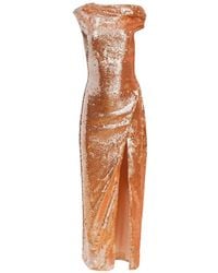 Toccin - Audrey Asymmetrical Draped Midi Dress - Lyst