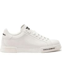 Dolce & Gabbana - Leather Sneakers With Lateral Logo Patch - Lyst