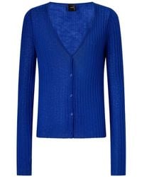 Pinko - Ribbed-Knit V-Neck Cardigan - Lyst