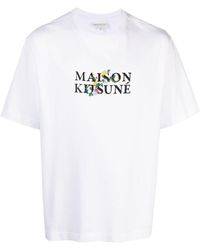 Maison Kitsuné - T-shirt surdimensionné avec logo fleurs - Lyst