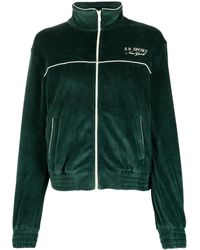 Sporty & Rich - Logo-print Velvet Track Jacket - Lyst
