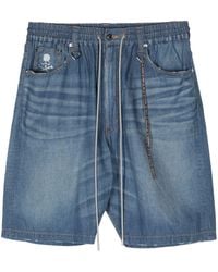 Mastermind Japan - Jeans-Shorts mit Totenkopf-Stickerei - Lyst