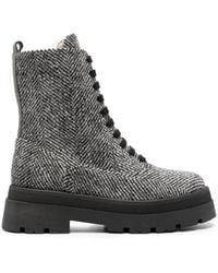 Fabiana Filippi - Herringbone-Pattern Lace-Up Ankle Boots - Lyst