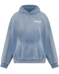 Balenciaga - Felpa Con Cappucico Fisso E Stampa Logo Su Fronte E Retro I - Lyst