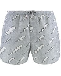 Neil Barrett - Rain Bolts-Print Swim Shorts - Lyst