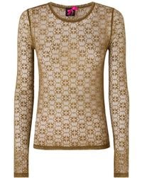 Pinko - Stretch Lace Sweater With Love Birds Logo Motif - Lyst
