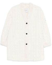ERMANNO FIRENZE - Abrigo en punto de ochos con botones - Lyst