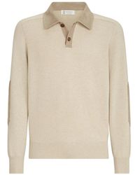 Brunello Cucinelli - Polo De Punto De Cachemira Con Cuello De Ante - Lyst