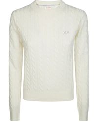 Sun 68 - Round-Neck Cable-Knit Sweater - Lyst