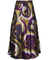 ODEEH - Swirl Pleated Midi Skirt - Lyst