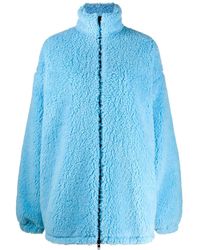 Balenciaga Oversized Fleece Coat - Blue