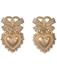 Dolce & Gabbana - 18kt Yellow Gold Diamond Devotion Earrings - Lyst