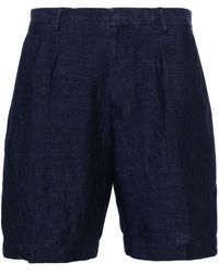 ZEGNA - Pleated Linen Bermuda Shorts - Lyst