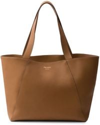 Prada - Logo-print Leather Tote Bag - Lyst