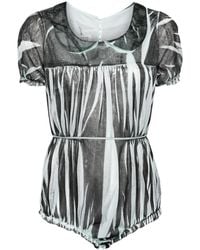 Maison Margiela - Zebra-Print Short-Sleeve Bodysuit - Lyst