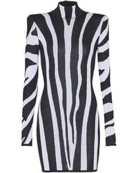 Balmain - Zebra Intarsia Short Knit Dress - Lyst