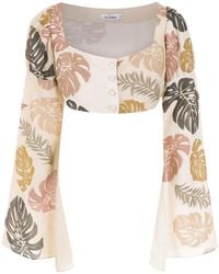 Amir Slama - Palm Leaf Print Cropped Shirt - Lyst