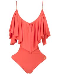 Brigitte Bardot Frill swimsuit - Giallo