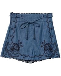 Zimmermann - Embroidered Scalloped-Edge Shorts - Lyst