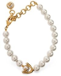 CASABLANCA - Pearl-Embellished Logo-Plaque Bracelet - Lyst