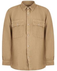 120% Lino - Flap-Pockets Linen Shirt - Lyst