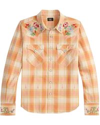 RRL - Plaid Embroidered Shirt - Lyst