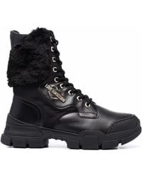 Love Moschino - Fur Panel Lace-up Boots - Lyst