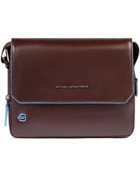Piquadro - Logo-Plaque Leather Crossbody Bag - Lyst
