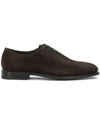 Ferragamo - Suede Almond-Toe Lace-Up Shoes - Lyst