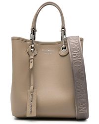 Emporio Armani - Grained-Leather Tote Bag - Lyst