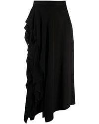 Yohji Yamamoto - Ruffled-Detail Asymmetric Maxi Skirt - Lyst